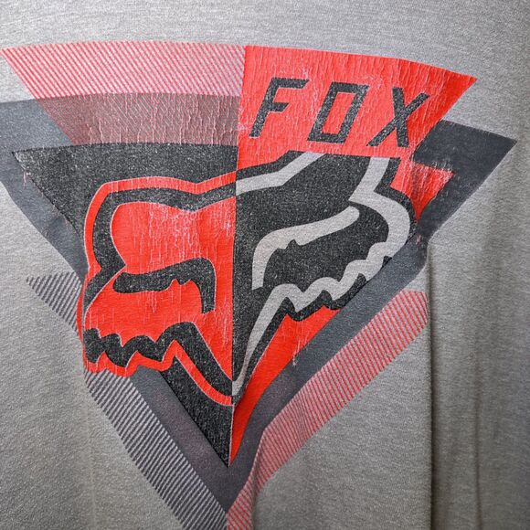 Fox Racing Graphic Logo T-Shirt Mens Large Y2K Vintage Gray Red Grunge Motocross - Picture 2 of 6